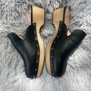 J. Crew Black Leather Clogs